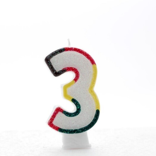 Age 3 Multi Coloured Number Candle