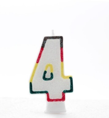 Age 4 Multi Coloured Number Candle