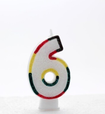 Age 6 Multi Coloured Number Candle