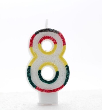 Age 8 Multi Coloured Number Candle