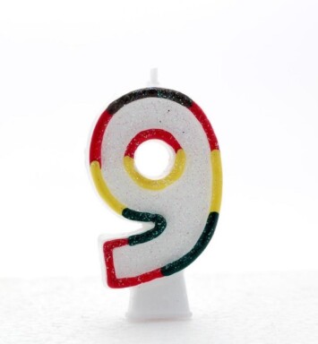 Age 9 Multi Coloured Number Candle