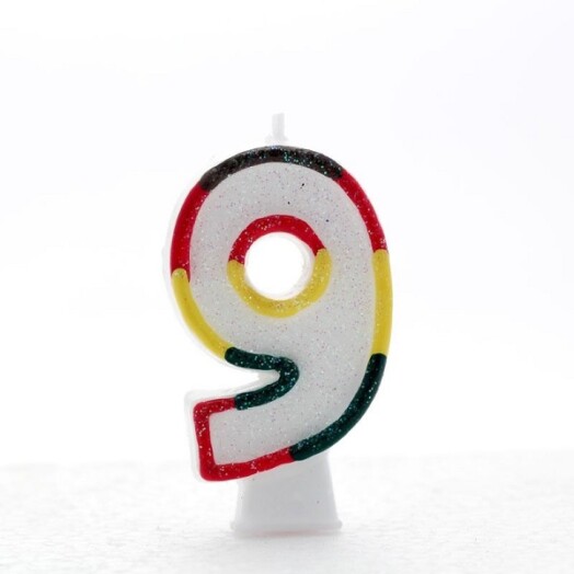 Age 9 Multi Coloured Number Candle