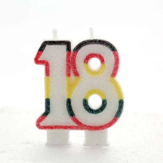 Age 18 Multi Coloured Number Candle