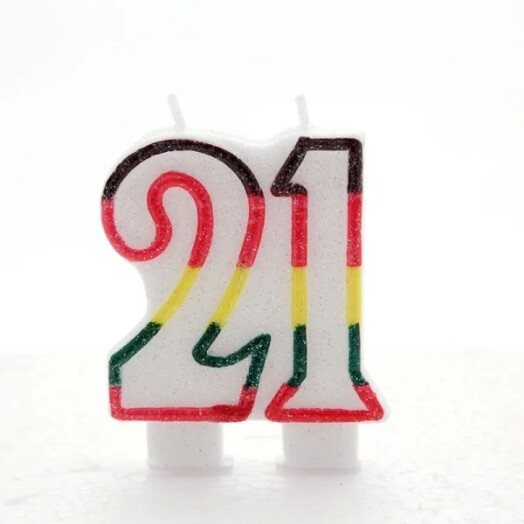 Age 21 Multi Coloured Number Candle