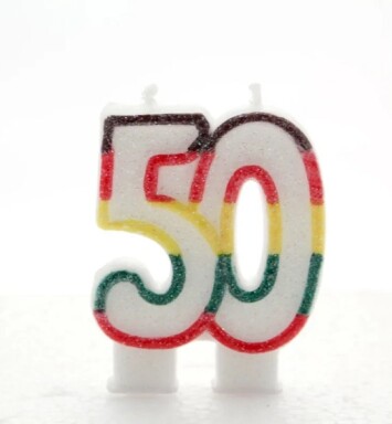 Age 50 Multi Coloured Number Candle