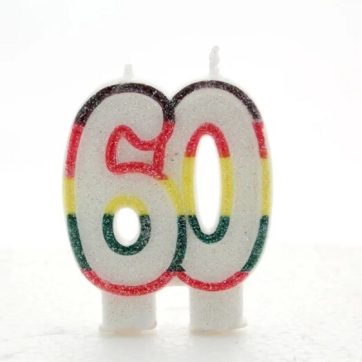 Age 60 Multi Coloured Number Candle