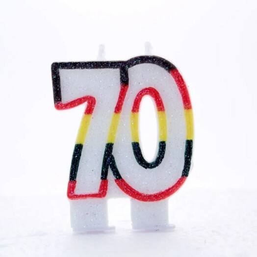Age 70 Multi Coloured Number Candle