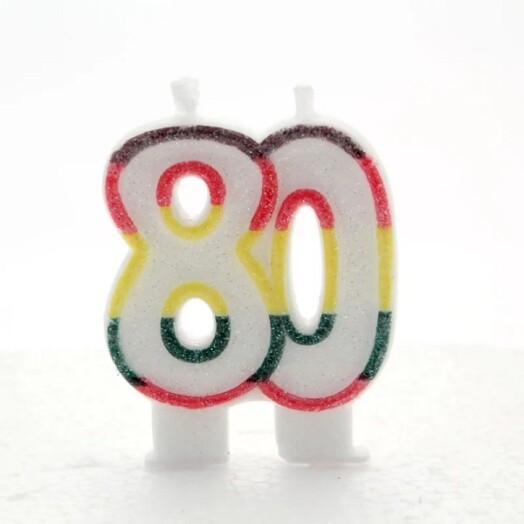 Age 80 Multi Coloured Number Candle