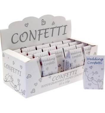 Display Box of 20 White & Silver Bio Confetti