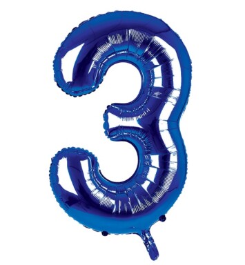 34 Inch Dark Blue Number 3 Foil Balloon