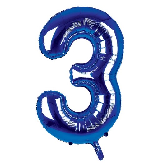 34 Inch Dark Blue Number 3 Foil Balloon
