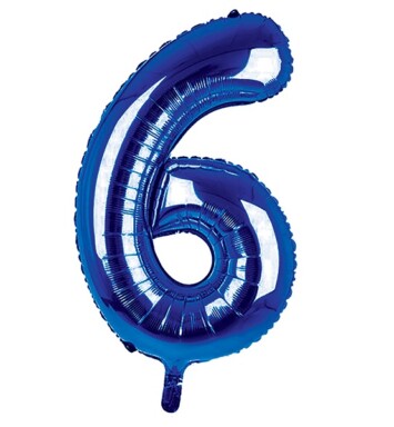 34 Inch Dark Blue Number 6 Foil Balloon