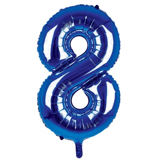 34 Inch Dark Blue Number 8 Foil Balloon