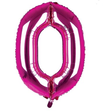 34 Inch Dark Pink Number 0 Foil Balloon