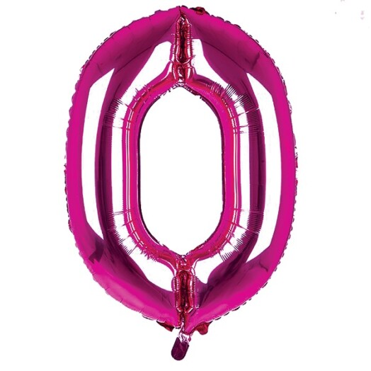 34 Inch Dark Pink Number 0 Foil Balloon