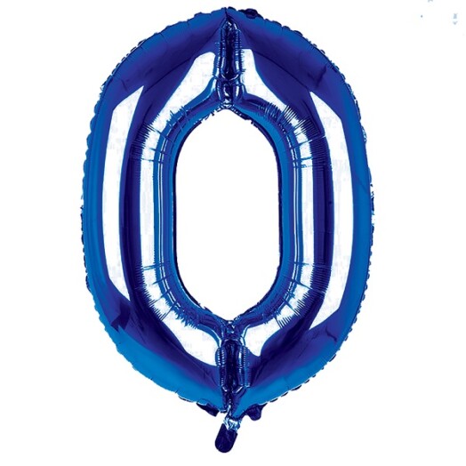 34 Inch Dark Blue Number 0 Foil Balloon