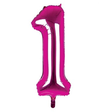 34 Inch Dark Pink Number 1 Foil Balloon
