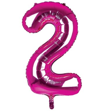 34 Inch Dark Pink Number 2 Foil Balloon
