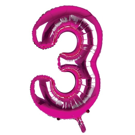 34 Inch Dark Pink Number 3 Foil Balloon