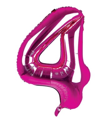34 Inch Dark Pink Number 4 Foil Balloon