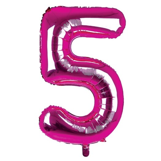 34 Inch Dark Pink Number 5 Foil Balloon