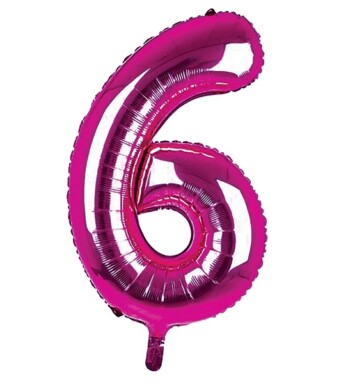 34 Inch Dark Pink Number 6 Foil Balloon