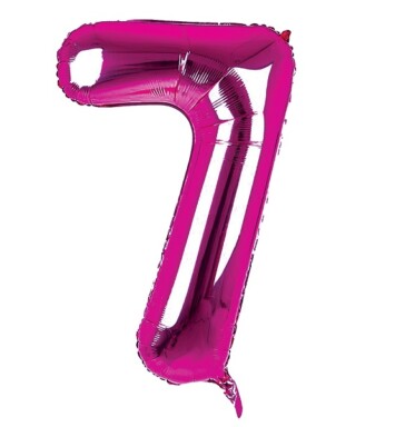 34 Inch Dark Pink Number 7 Foil Balloon