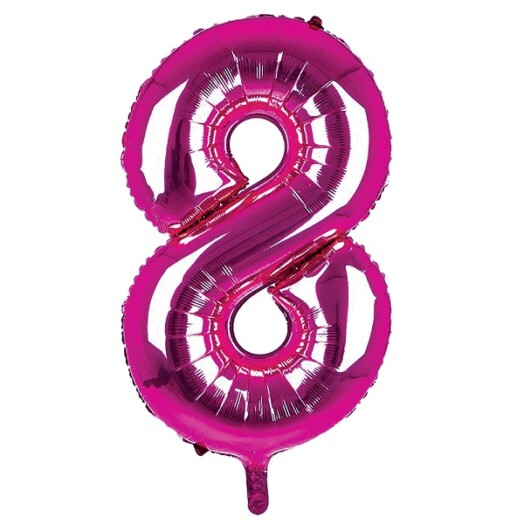 34 Inch Dark Pink Number 8 Foil Balloon