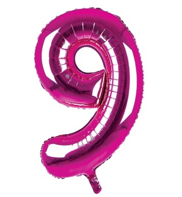 34 Inch Dark Pink Number 9 Foil Balloon