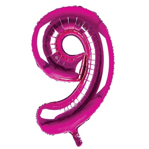 34 Inch Dark Pink Number 9 Foil Balloon