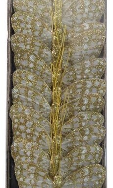7cm Glitter Feather Butterfly Gold