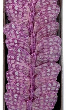 7cm Glittered Butterfly Pink