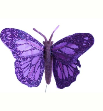 Glitter Feather Butterfly Dark Purple