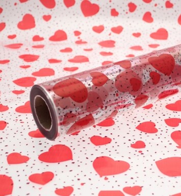 Red Speckled Hearts Cellophane
