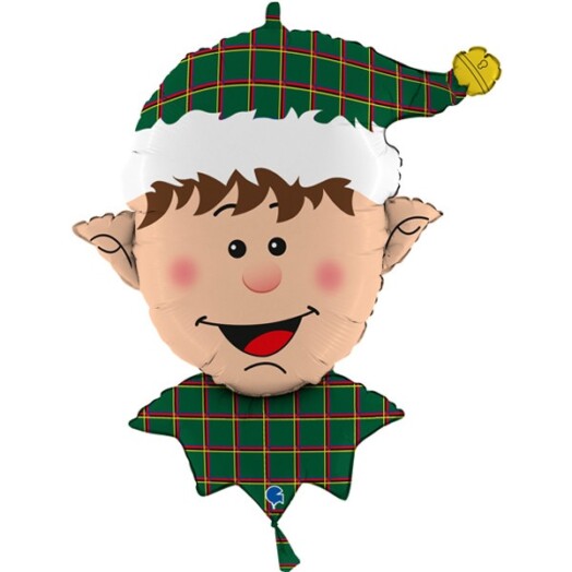 Tartan Elf Head Super Shape Foil Balloon