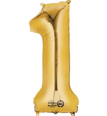 16" Mini Shape Number Balloon 1 - Gold