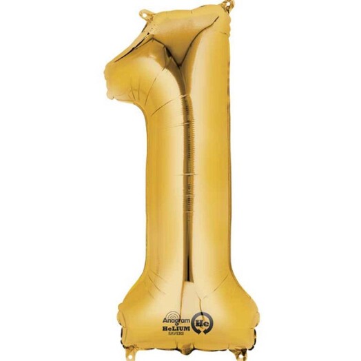 16" Mini Shape Number Balloon 1 - Gold