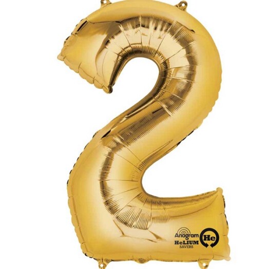 16" Mini Shape Number Balloon 2 - Gold