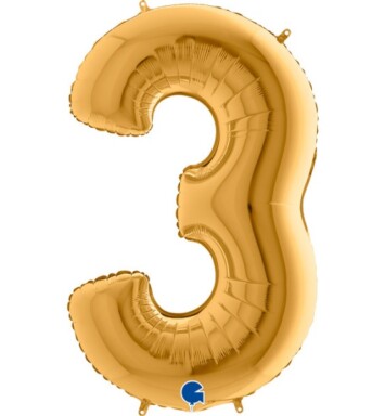 16" Mini Shape Number Balloon 3 - Gold