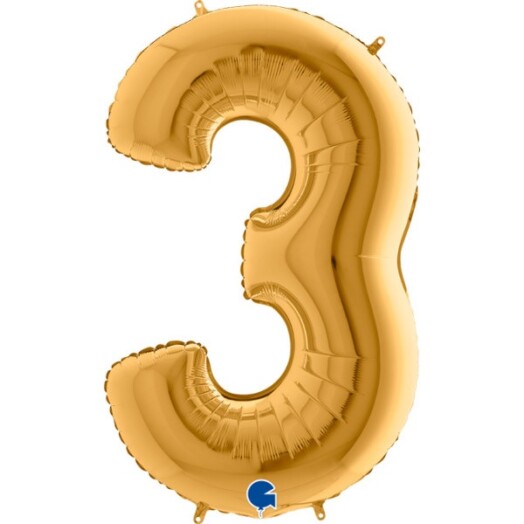 16" Mini Shape Number Balloon 3 - Gold