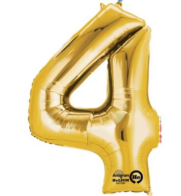 16" Mini Shape Number Balloon 4 - Gold