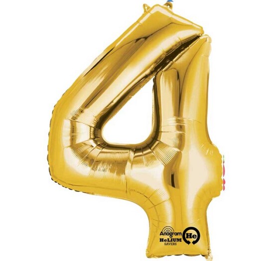 16" Mini Shape Number Balloon 4 - Gold