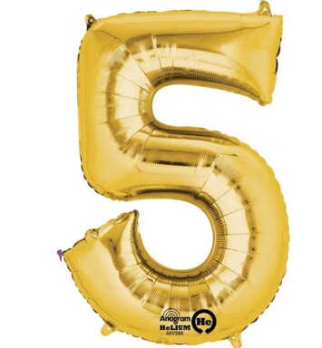 16" Mini Shape Number Balloon 5 - Gold