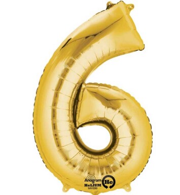 16" Mini Shape Number Balloon 6 - Gold