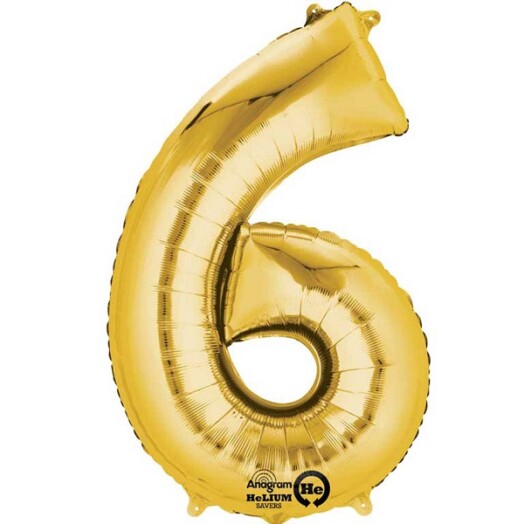 16" Mini Shape Number Balloon 6 - Gold