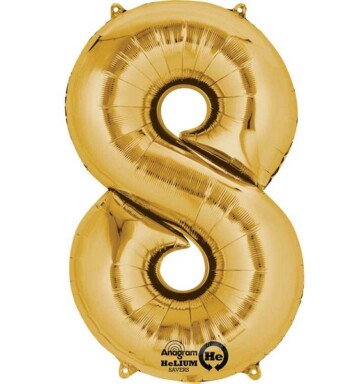 Large Gold Number 8 Foil Balloon