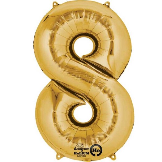 16" Mini Shape Number Balloon 8 - Gold