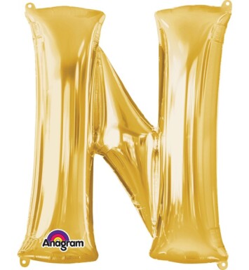 Large Gold Letter N Foil Balloon