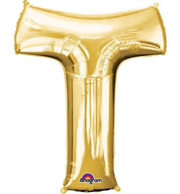 16" Mini Shape Letter Balloon T - Gold