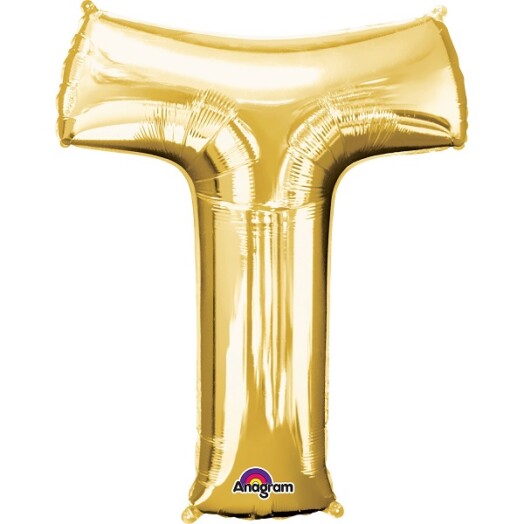 16" Mini Shape Letter Balloon T - Gold